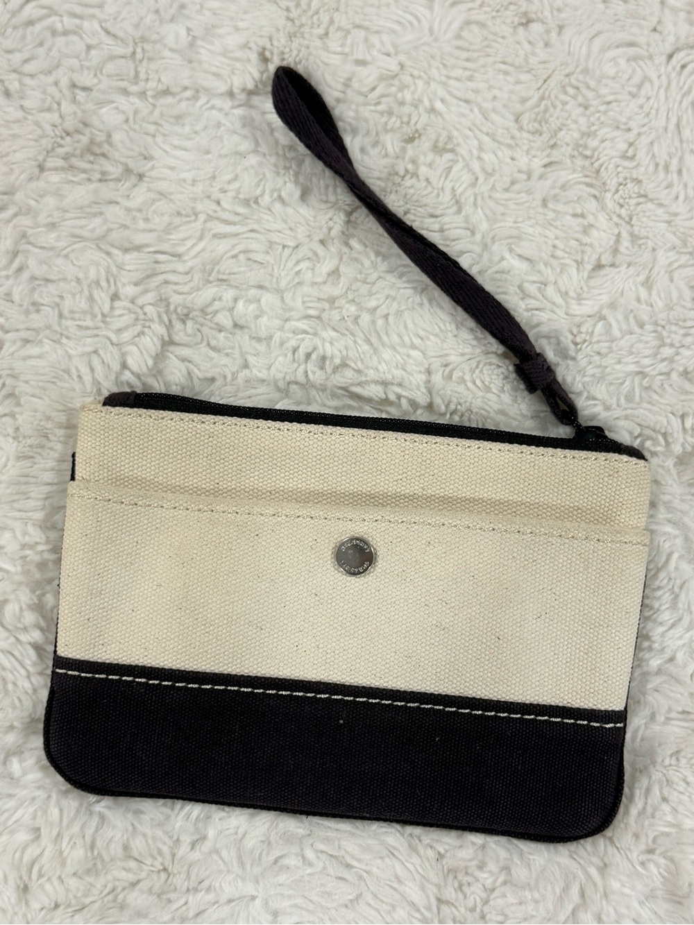 Lands' End Two-Tone Canvas Wristlet in Black and Cream